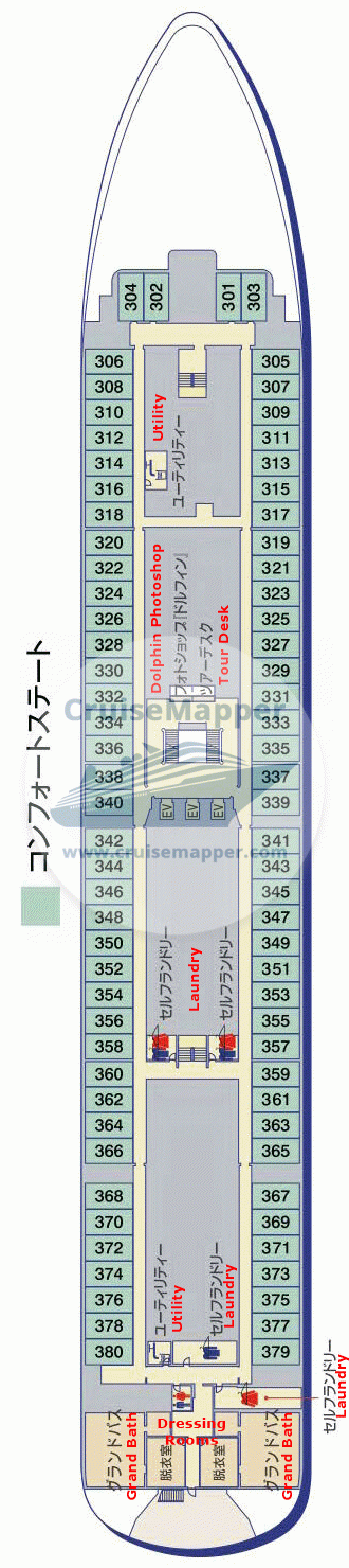 Nippon Maru Deck 03 - Cabins-Baths