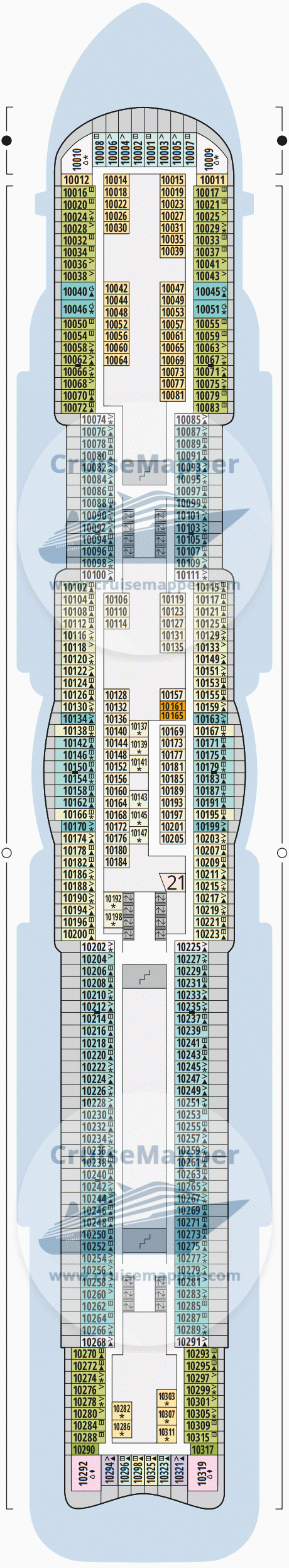 AIDAnova Deck 10 - Cabins