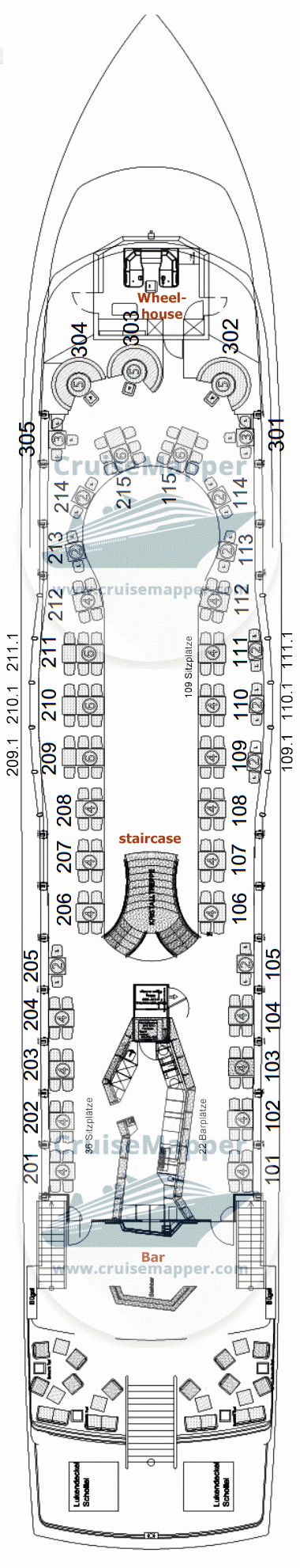 MS Kristallkonigin Deck 02 - Upper-Oberdeck