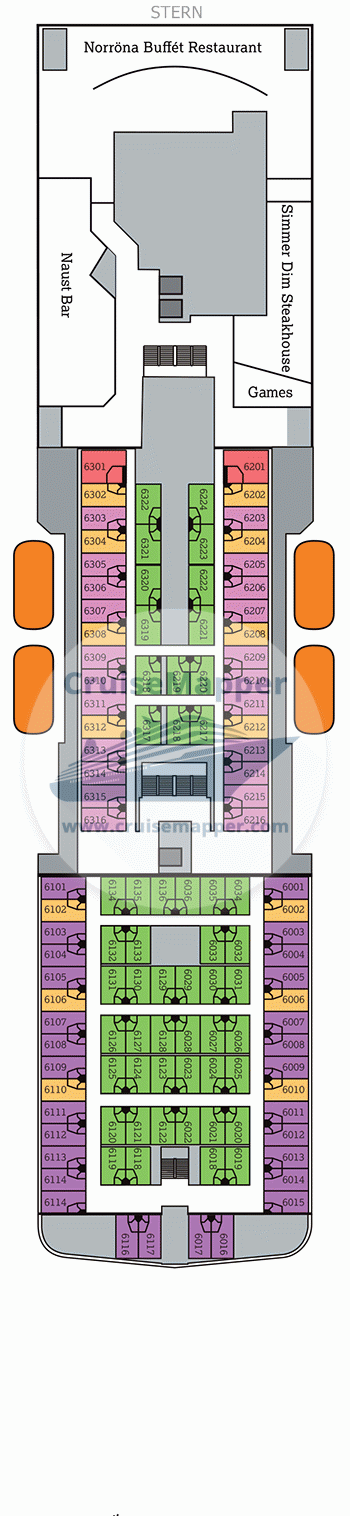 Norrona ferry Deck 06 - Restaurants-Cabins