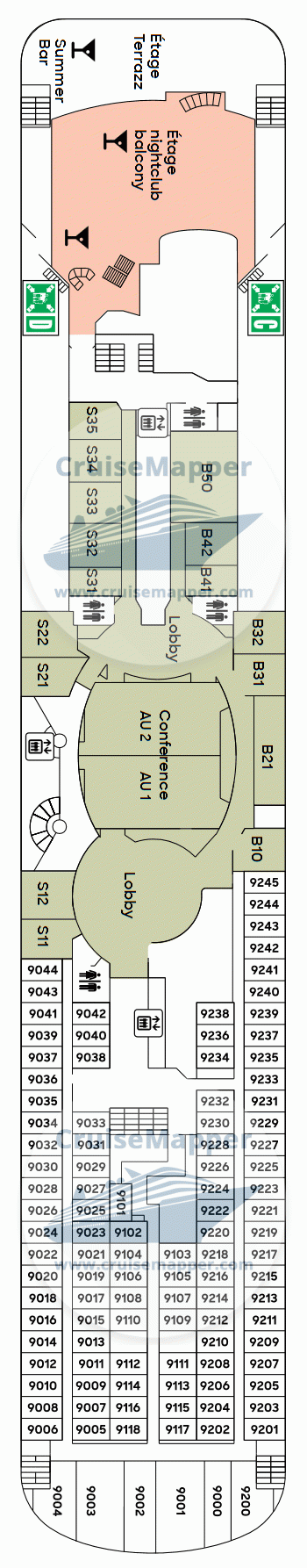 Viking Cinderella ferry Deck 09 - Conference-Lobby-Cabins