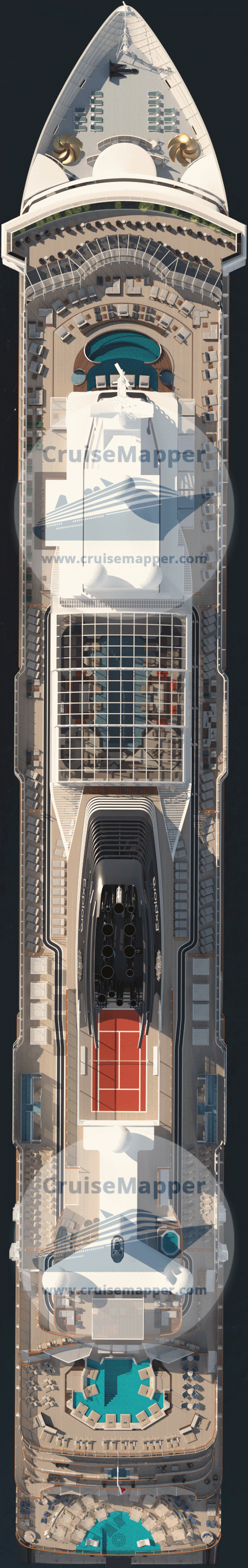 MSC Explora 1 Deck 15 - Topdeck-Aerial View