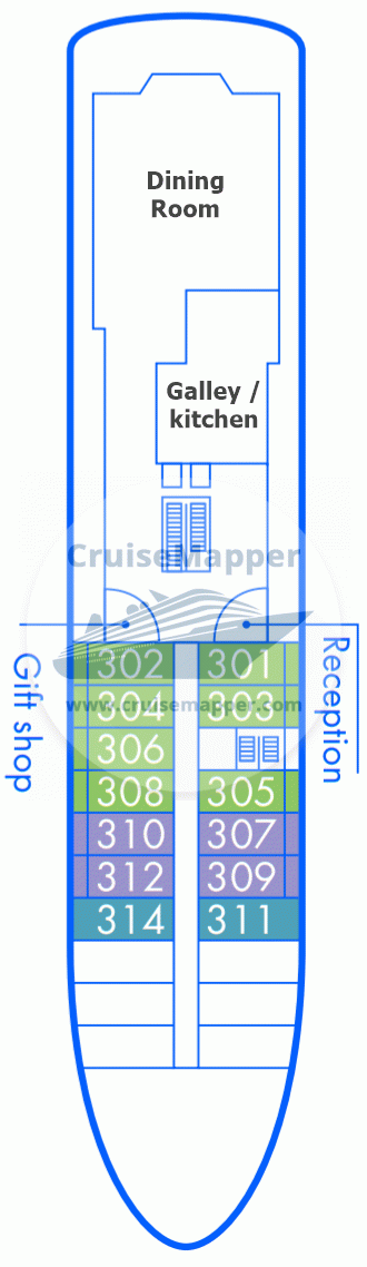 MV Magellan Explorer Deck 03 - Lobby-Cabins-Dining