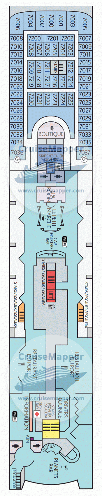 Cap Finistere ferry Deck 07 - Cabins-Lobby-Restaurants