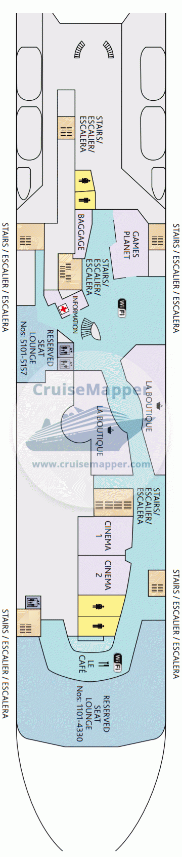 Armorique ferry Deck 06 - Lobby-Restaurants-Lounges-Shops-Cinemas