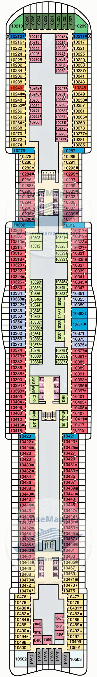 Carnival Jubilee Deck 10 - Cabins