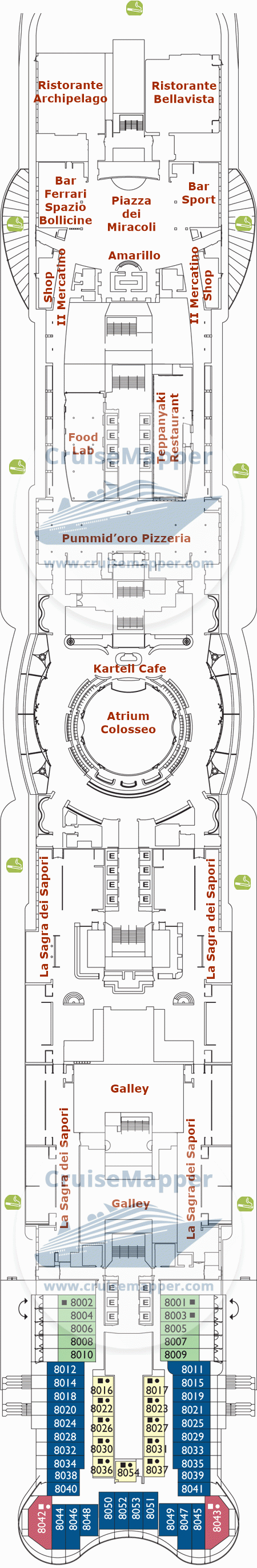 Costa Toscana Deck 8 Plan CruiseMapper