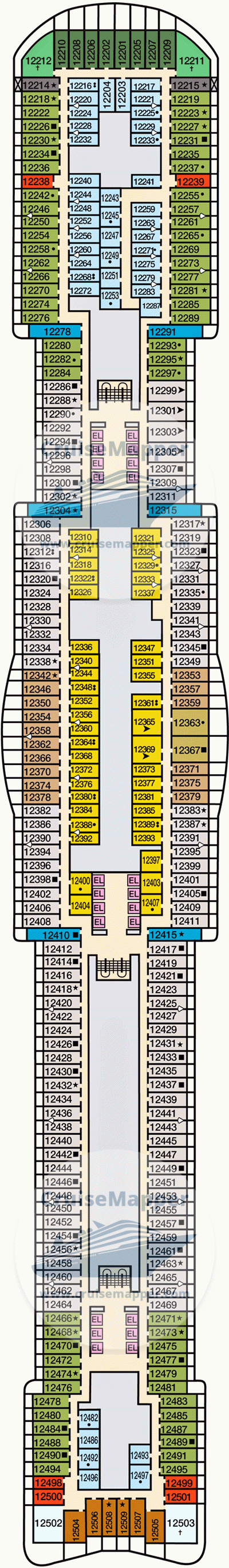 Carnival Mardi Gras Deck 12 - Cabins