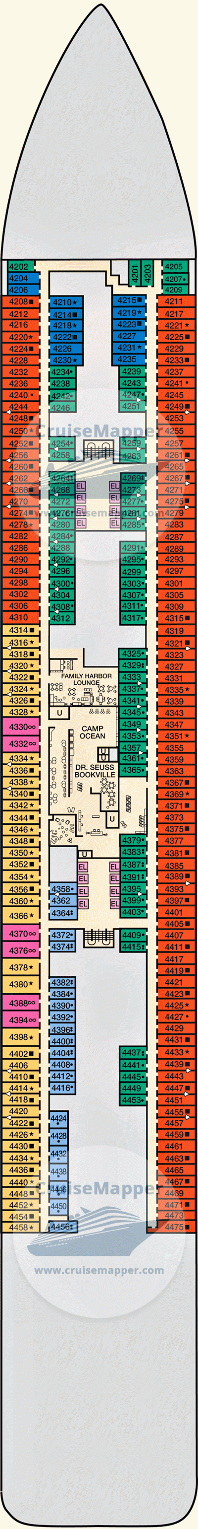 Carnival Celebration deck 4 plan | CruiseMapper