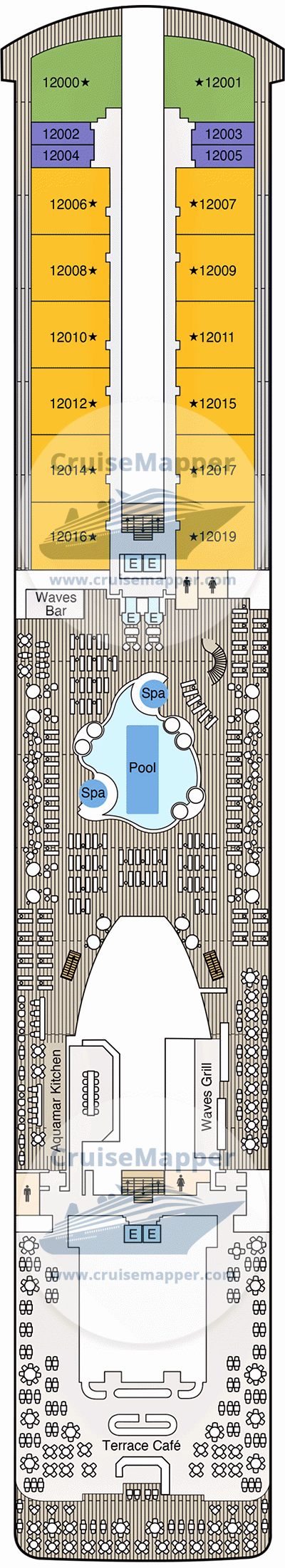 Oceania Vista Deck 12 - Suites-Lido-Pools