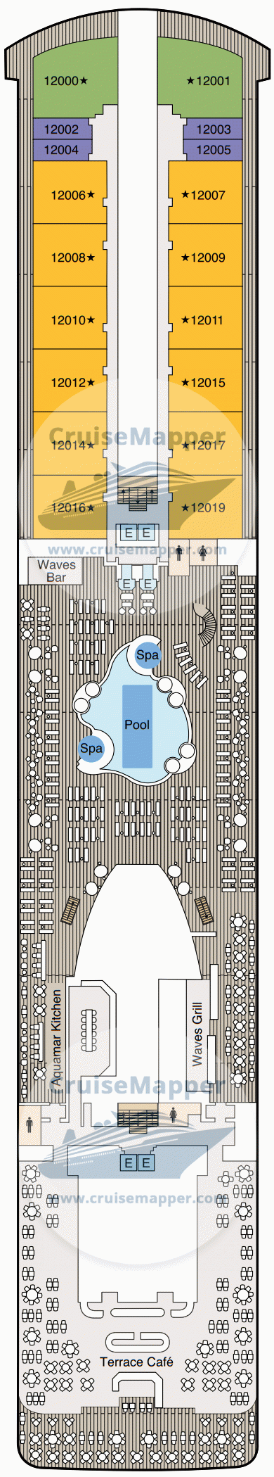 Oceania Allura Deck 12 - Suites-Lido-Pools