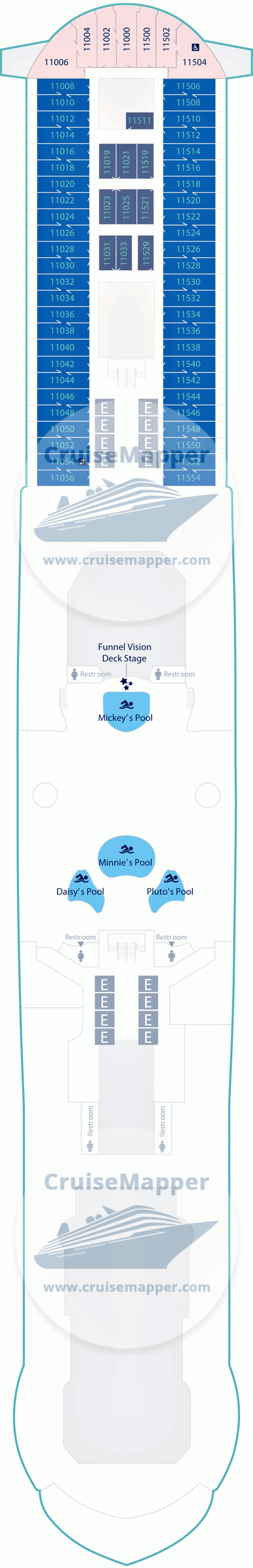 Disney Believe Deck 11 - Cabins-Pools-Sundeck1