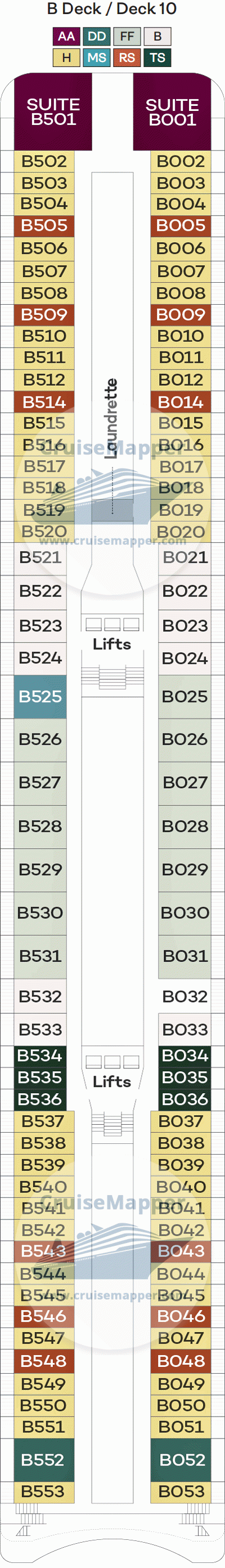 Spirit of Adventure Deck 10 - B-Cabins