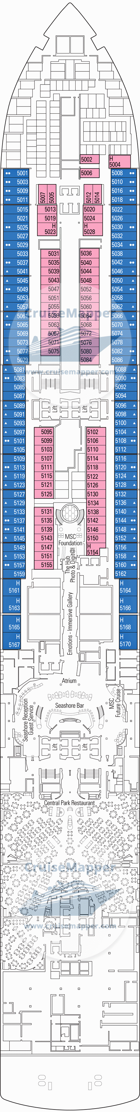 MSC Seashore Deck 05 - Torre de Hercules-Cabins-Lobby