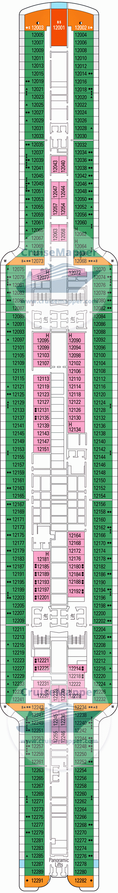 MSC Seashore deck 12 plan CruiseMapper