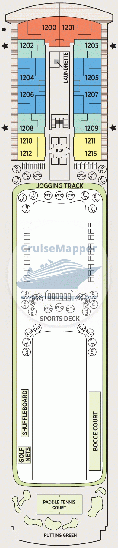Seven Seas Splendor Deck 12 - Sundeck-Sports-Cabins