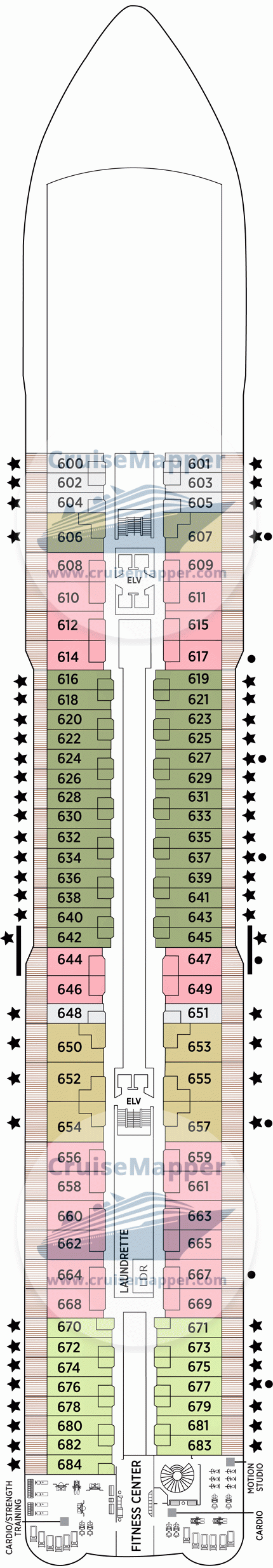 Seven Seas Grandeur Deck 06 - Cabins-Gym