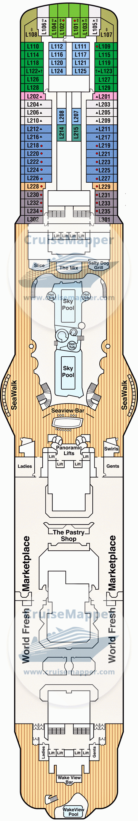 Enchanted Princess Deck 16 - Lido-Pools-Cabins