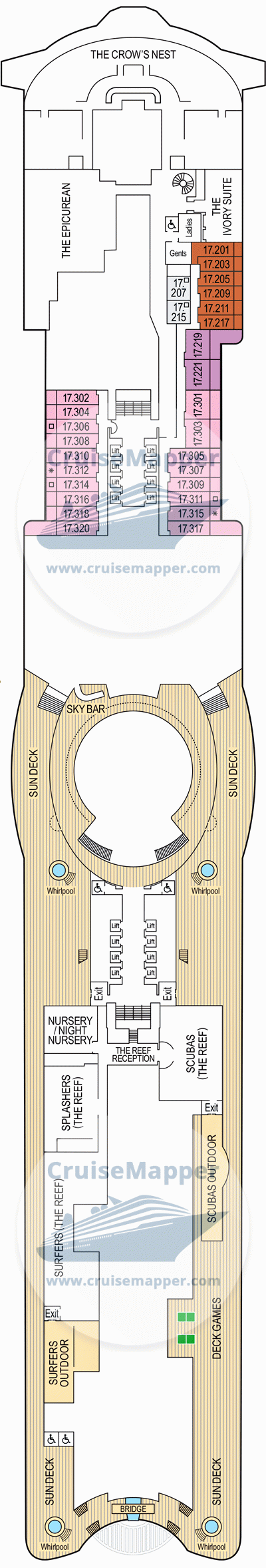 Arvia Deck 17 - Cabins-Sundeck-Kids-Teens