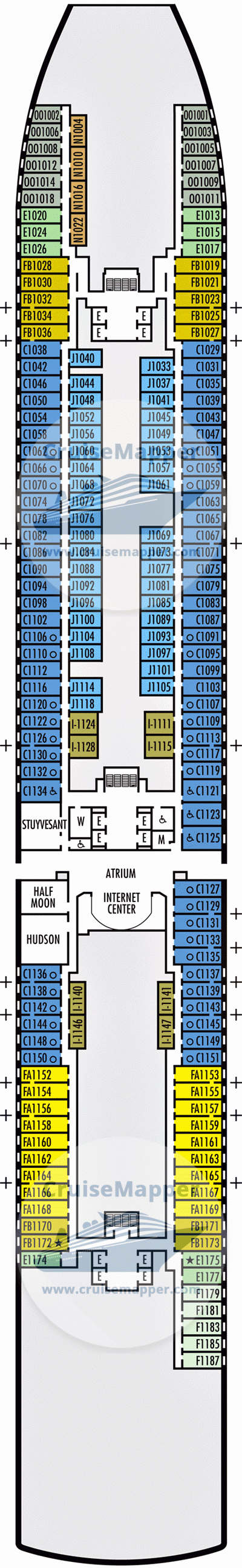 ms Nieuw Rotterdam deck 1 plan | CruiseMapper