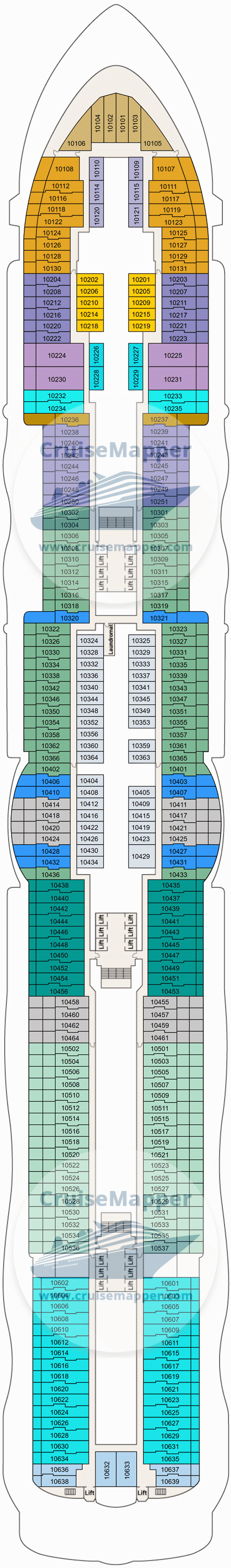 Sun Princess Deck 10 - Cabins