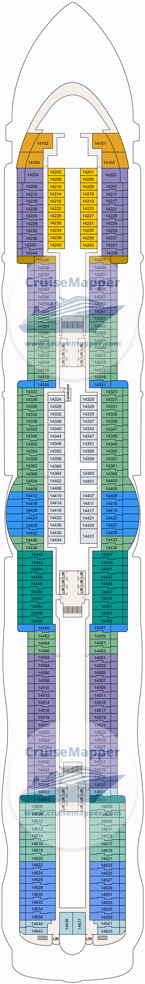 Sun Princess Deck 14 Plan CruiseMapper