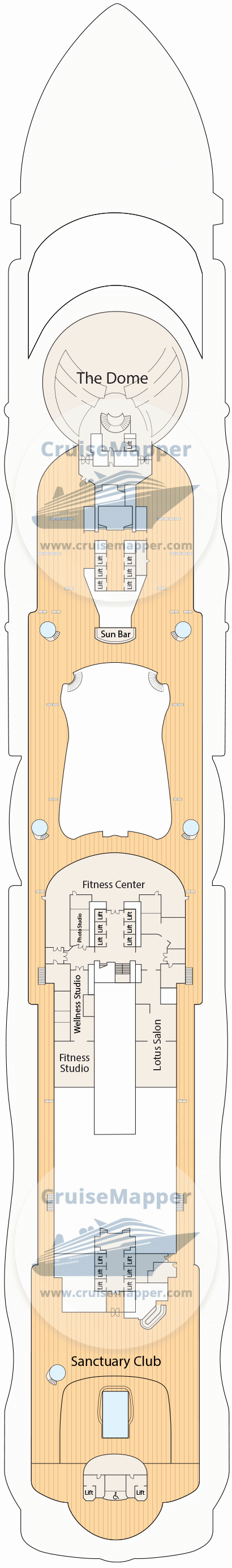 Star Princess Deck 18 - Dome2-Sundeck2-Sanctuary-Pool-Fitness