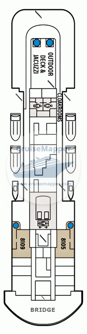 Havila Polaris ferry Deck 08 - Bridge-Sundeck-Pools