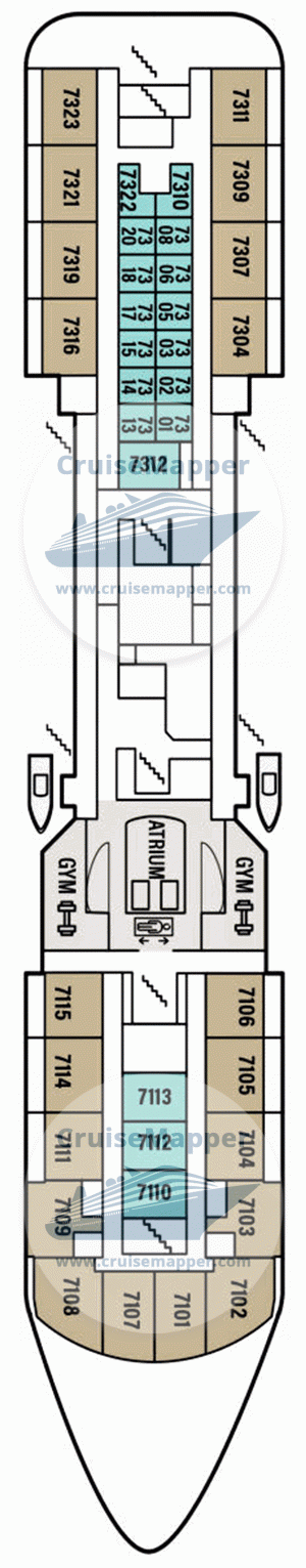 Havila Polaris ferry Deck 07 - Cabins-Gym