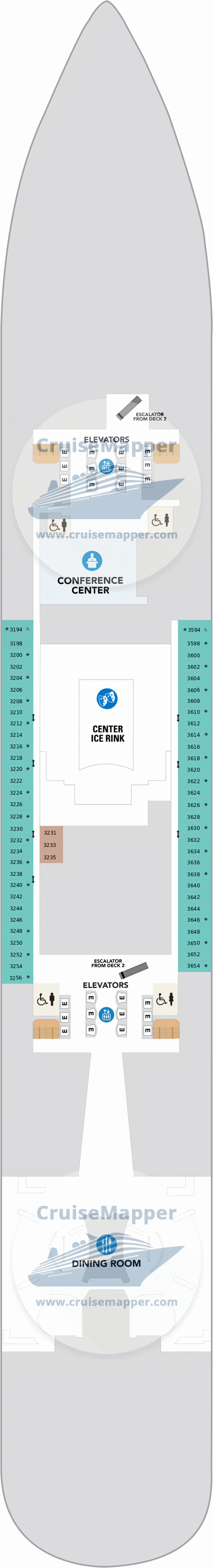 Utopia Of The Seas Deck 03 - Ice Rink-Cabins