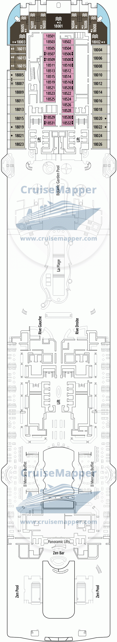 MSC World Europa Deck 18 - Athens-Cabins-Lido-Pools-Duplex Suites2