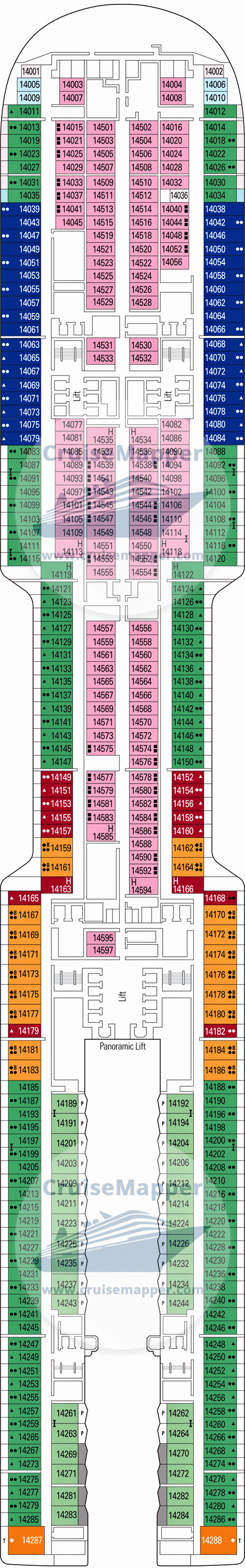 MSC World America Deck 14 - Montevideo-Cabins