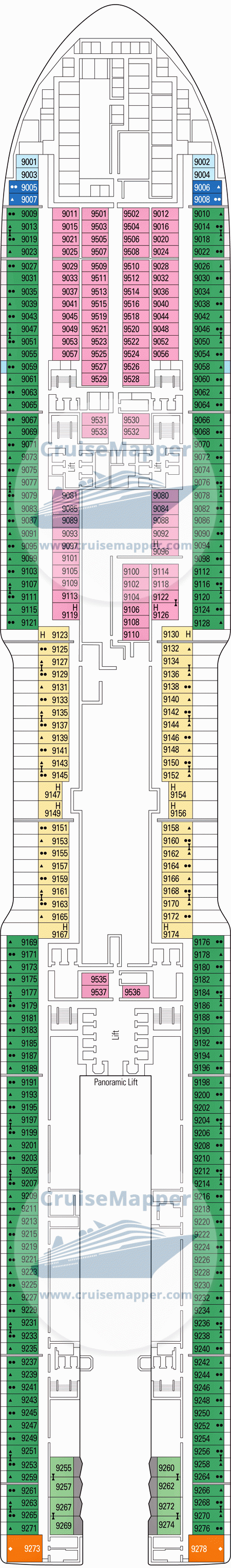 MSC World America Deck 09 - Seattle-Cabins