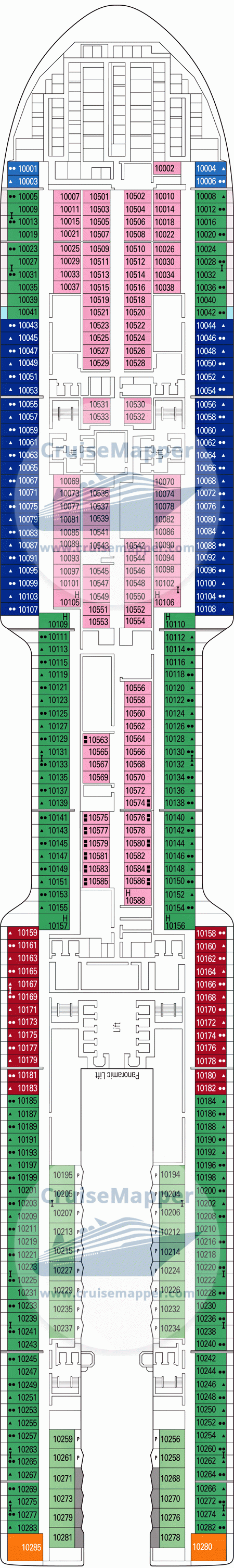 MSC World Asia Deck 10 - Cabins