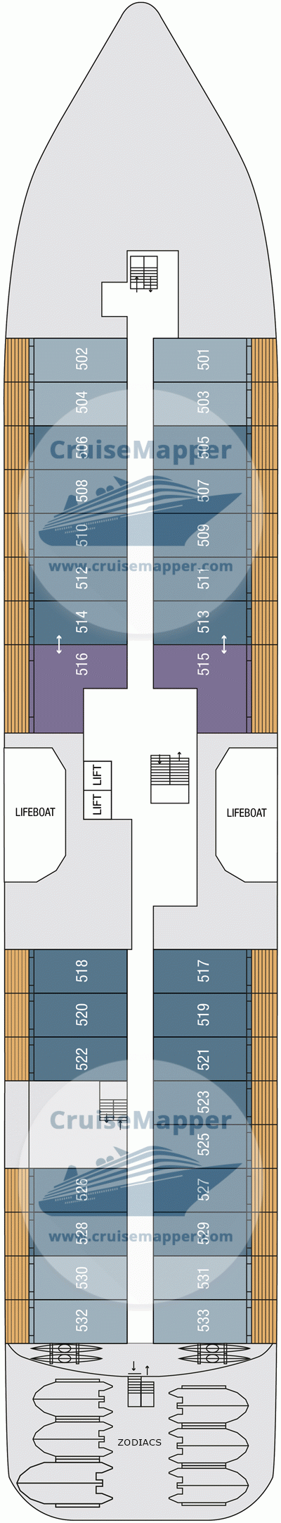 SH Vega Deck 05 - Zodiacs-Lifeboats-Cabins