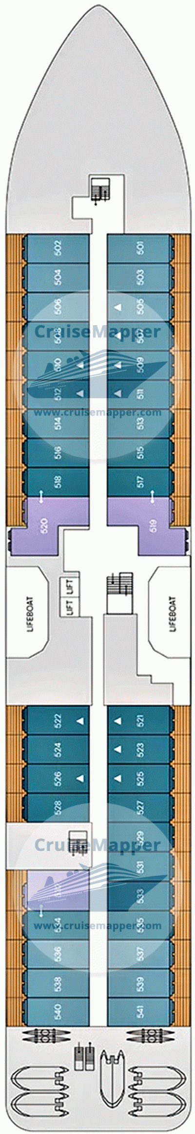 SH Diana Deck 05 - Zodiacs-Lifeboats-Cabins