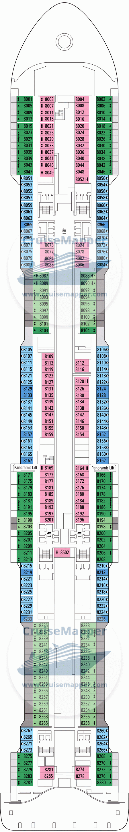 MSC Euribia Deck 08 - Cabins