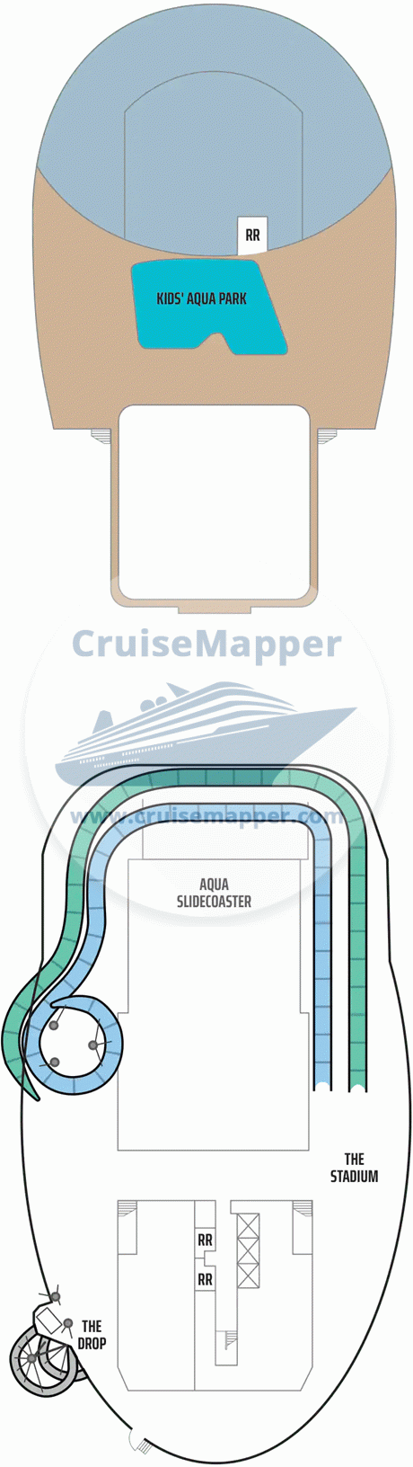 Norwegian Aqua Deck 18 - Haven Sundeck3-Waterpark-Slidecoaster1