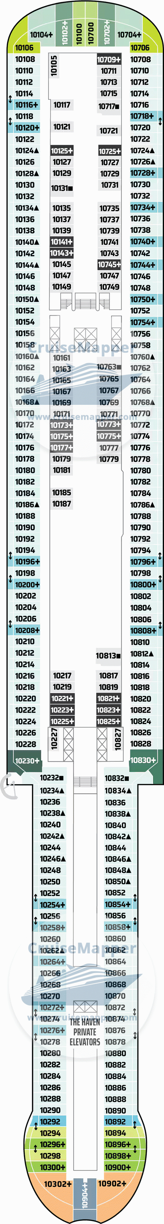Norwegian Aura Deck 10 - Cabins