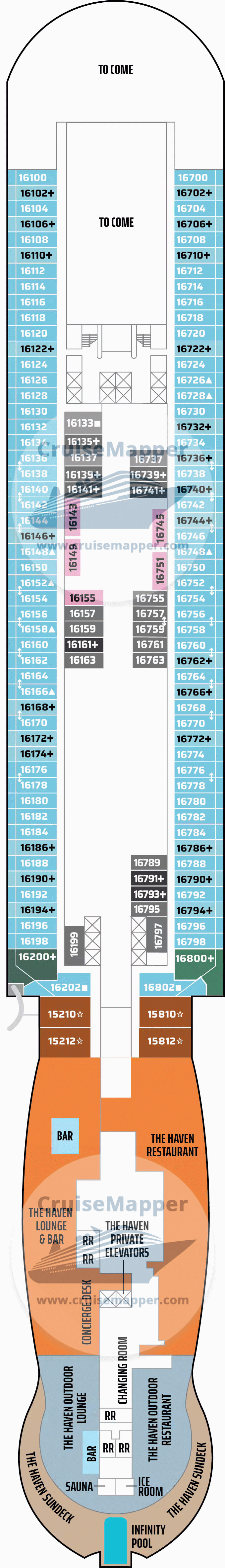 Norwegian Aura Deck 16 - Cabins-The Haven1-Sundeck-Pool