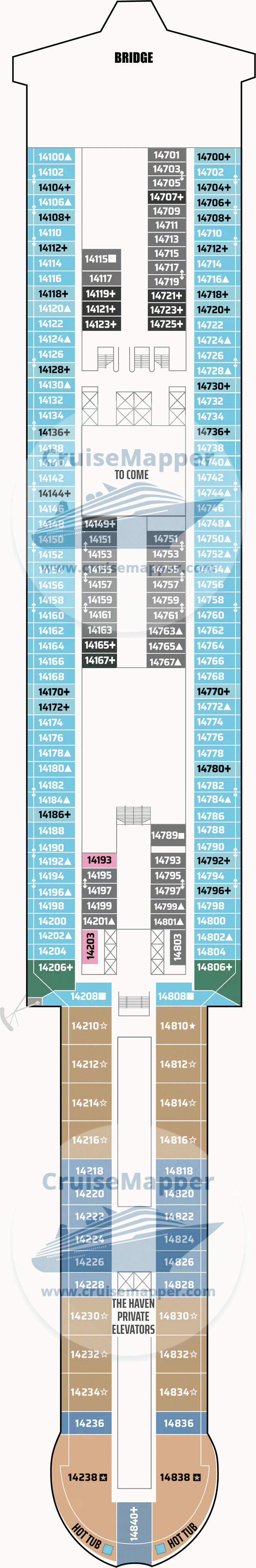 Norwegian Aura Deck 14 - Cabins-Bridge
