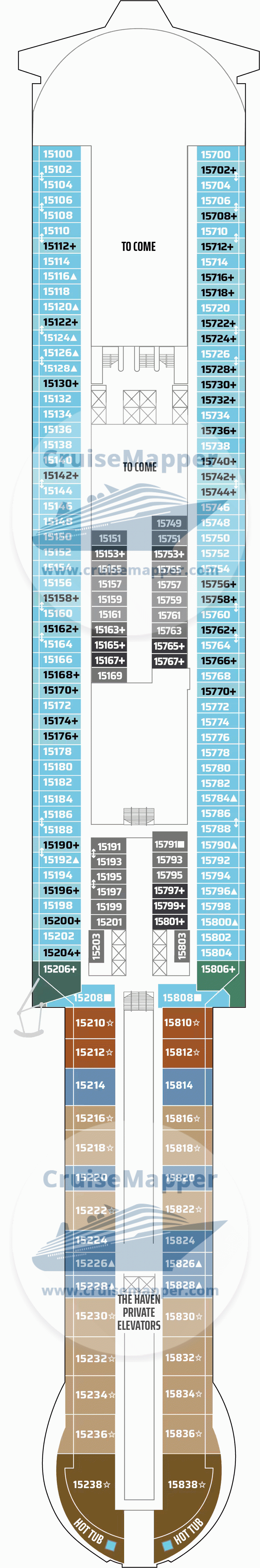 Norwegian Aura Deck 15 - Cabins