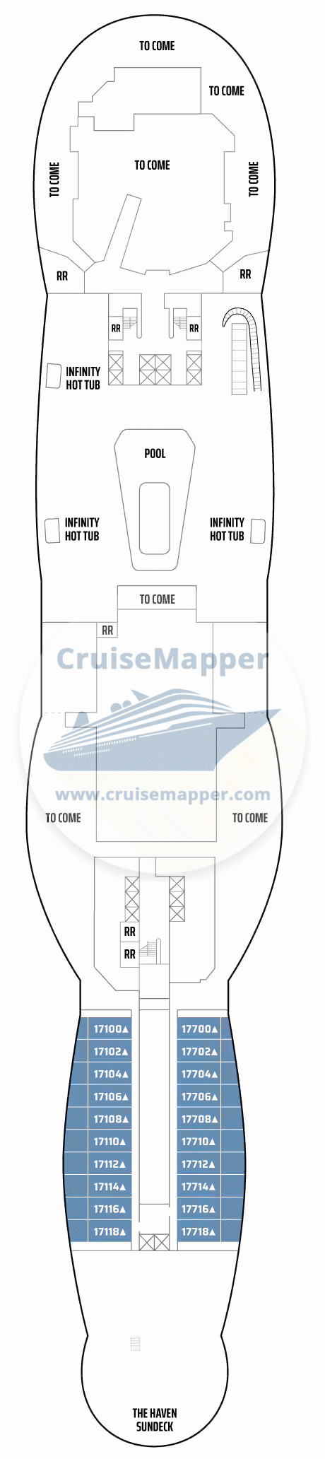 Norwegian Aura Deck 17 - Observation Lounge-The Haven2-Sundeck-Pools