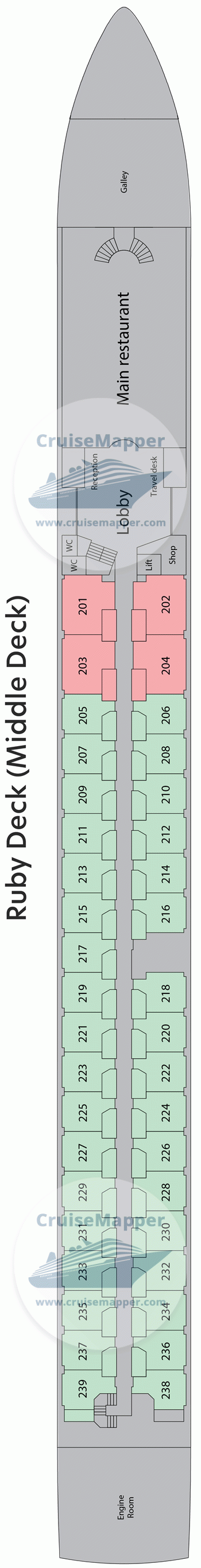 MS Riviera Reflection Deck 02 - Ruby-Cabins-Lobby-Restaurant MS Riviera Reflection Deck 02 - Ruby-Cabins-Lobby-Restaurant