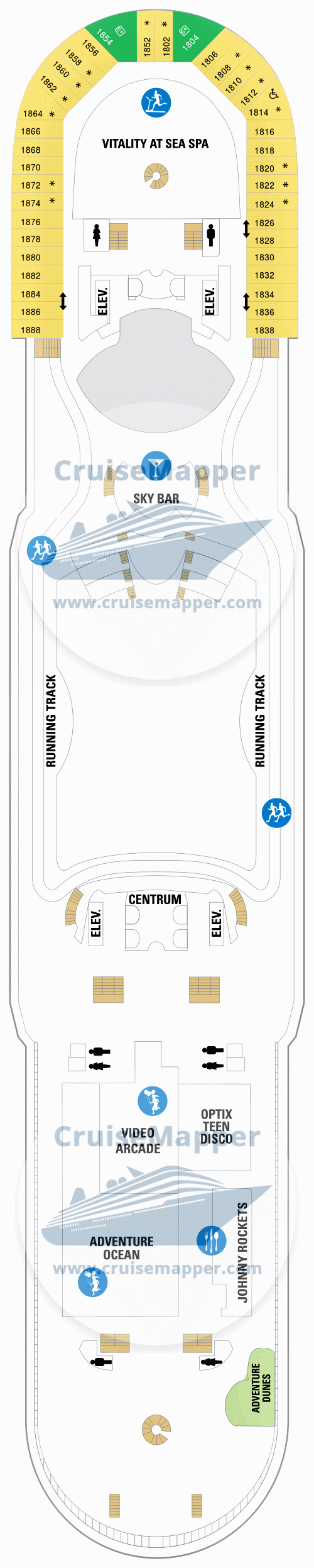 Adventure Of The Seas deck 12 plan | CruiseMapper