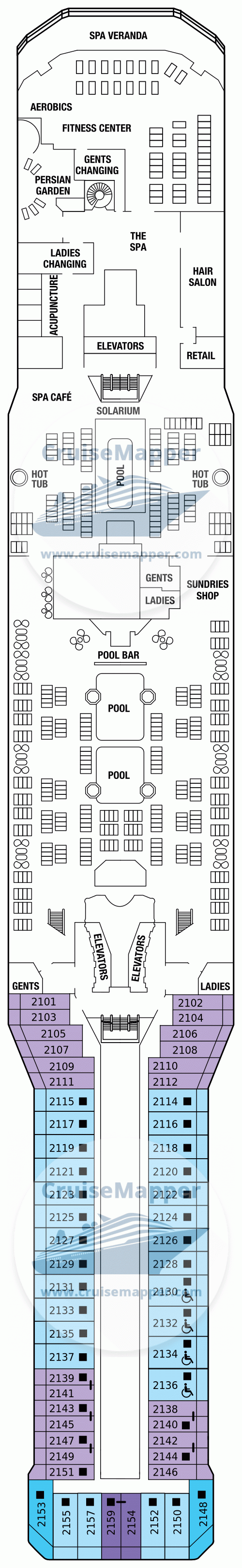 Celebrity Silhouette Deck 12 - Resort-Cabins-Spa-Pools