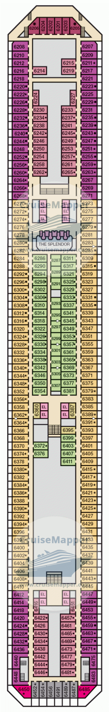 Carnival Splendor Deck 06 - Upper-Cabins