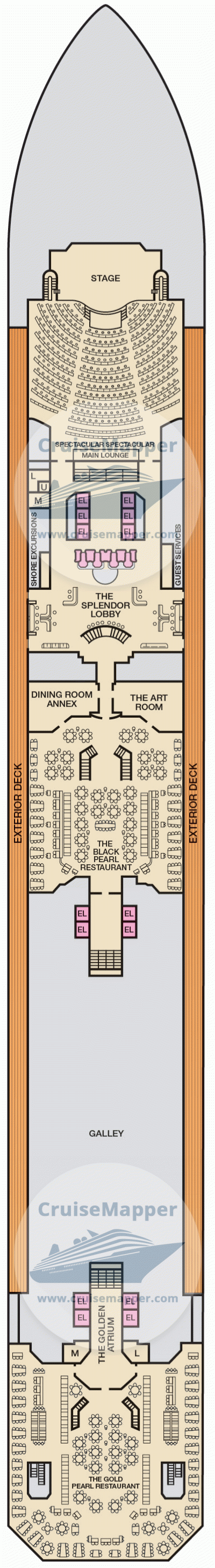 Carnival Splendor Deck 03 - Lobby-Dining