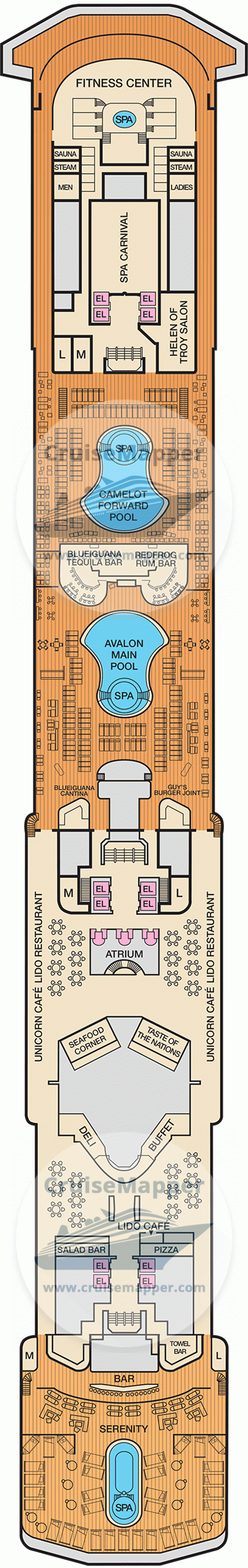 Carnival Legend Deck 09 - Lido-Pools-Spa-Serenity