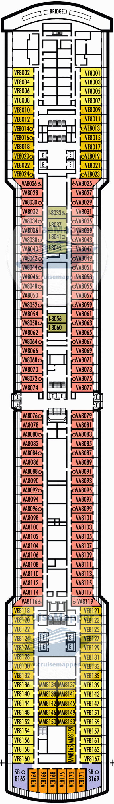 ms Nieuw Amsterdam Deck 08 - Navigation-Cabins